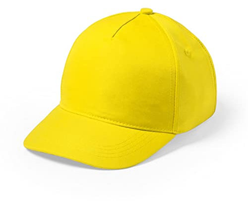 Generico Cappellino a 5 Pannelli Visiera Baseball da Uomo Donna Basico Cappello Berretto (Giallo)