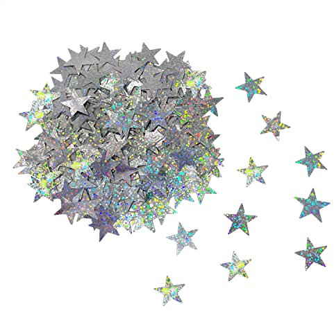 Oblique Unique® Stern Konfetti Tisch Streu Glitzernd Irisierend Deko für Weihnachten Geburtstag Party Goldene Hochzeit Feier JGA Jubiläum (Silber)