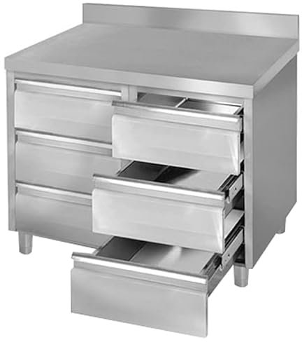 GGM Gastro | SS6K106A | Schubladenschrank PREMIUM mit 6 Schubladen & Aufkantung - 1000x600mm