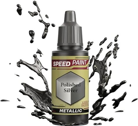 The Army Painter Speedpaint Polished Silver 2.0, Single Acrylic Paint 18ml One-coat Painting Soloution For Fantasy Tabletop Miniatures Like Warhammer 40k and Dungeons And Dragons Figures