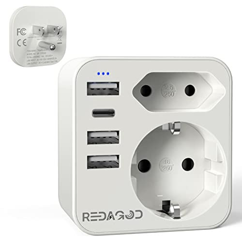Redagod Adaptateur France vers USA avec 2 Prises et 3 USB et 1 Type-C (3.4A) Americaine pour Canada Mexique Thaïlande Type B