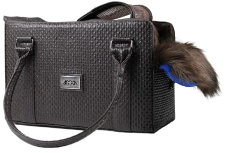 MYXA Classi Hundetasche Hundetragetasche Flugtasche mit abnehmbaren Dachnetz (Brown Eleganz, inkl. Henkel & Damen Clutch)