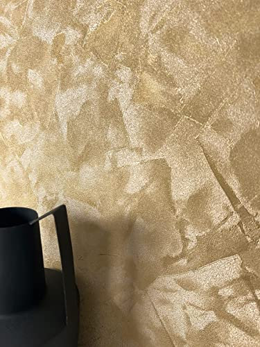 Newroom Tapete Gold Vliestapete Muster - Mustertapete Modern Beige Gelb Struktur Motiv Motivtapete 3D Optik Uni Einfarbig inkl. Tapezier-Ratgeber