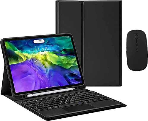 ZKAIAI Custodia Tastiera con Mouse per iPad Pro 12.9 6a/5a/4a/3a Gen, Staccabile Wireless Bluetooth Tastiera con Smart Cover e Touchpad per iPad Pro 12.9'' 2022/2021/2020/2018, con Porta Penna