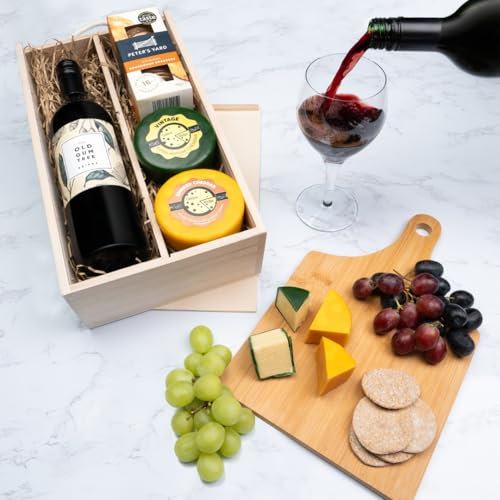 Cheese and Wine Gift Set | Red Wine Shiraz Pairs Perfectly With 2 Truckles and Crackers Hamper | Luxury Gourmet Gift Hamper For Him For Her & Couples
