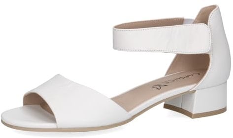 CAPRICE Damen Sandalen mit Absatz aus Leder mit Riemchen, Weiß (White Nappa), 42 EU