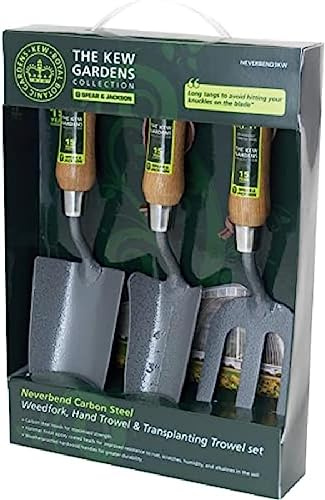 3 Piece Gardening Set by Fixtures Kew Neverbend Carbon Trowel & Fork Box