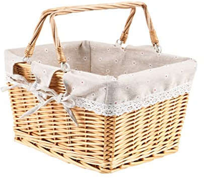 EIRONA Cabilock Panier en osier avec doublure en osier Taille S (couleur de base rouge tissu à carreaux)