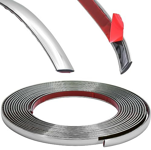 RECAMBO Chrome Trim - Versatile, Flexible & Self-Adhesive - 8 mm x 5 m
