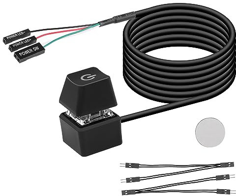 SinLoon Interruptor de Escritorio, Interruptor de alimentación de computadora de Escritorio, Arranque Remoto Externo, Placa Base de computadora, Interruptor de Encendido, Cable de extensión