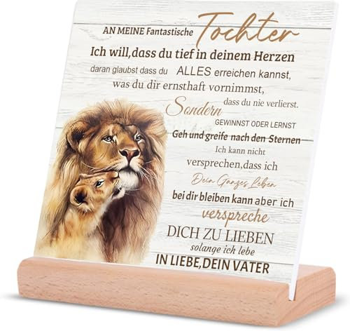 Tochter Geschenke von Papa, Tochter Geschenk,Handgemacht Aclyschild Mit Spruch,Deutsche Geschenk Ideen Tochter Geburtstag Weihnachten，Geburtstagsgeschenk für Tochter