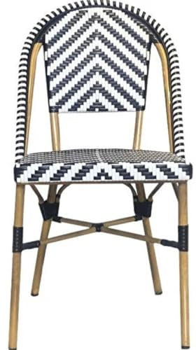 Casa Padrino Luxus Esszimmer Stuhl Weiß/Schwarz/Beige 49 x 46 x H. 91 cm - Luxus Rattan Garten Stuhl - Esszimmer Möbel - Garten Möbel - Rattan Möbel - Luxus Möbel