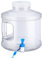 Umikk Bidon à eau rond à large bouche avec robinet et couvercle à visser, portable, polyvalent, rond, pour le camping, sans BPA, 7,5 l (blanc transparent)