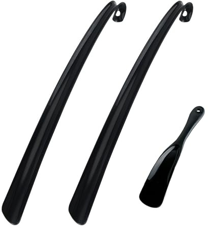 SYEYCW 3 Stück Schwarz Kunststoff-Schuhlöffel, Langer Schuhlöffel - 42cm, Schuhanzieher Kurz - 19.5cm, Schuhlöffel mit Löchern Aufhängen, Anziehhilfe für Schuhe, für Männer, Frauen, Kinder, Senioren