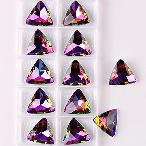 BIANMTSW 10 Piezas, Cristal de 18 mm 10 Piezas/p Forma de triángulo Rainbow Jelly Candy AB Colores Pegamento en Cuentas Apliques Artesanía DIY Trim Piedras y Gemas for uñas Inicio Colecciones