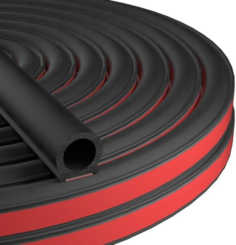 Jobon Car Door Seal Automotive Weather Stripping - Self Adhesive Rubber Seal Strip, D-Shape Car Door Soundproofing Weatherstripping, Car Door Rubber Sealing Strip for Truck Hood (15*15mm, 300CM/10Ft)