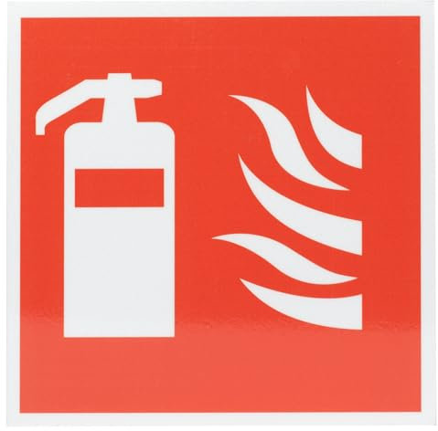 Señal Extintor Homologada, 15x15 cm Señal de Extintor de Incendios, Cartel Pegatina de Extintor de Incendios Autoadhesivo de Aluminio para Exterior e Interior