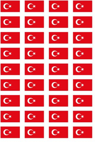 Aufkleber: 25x15 mm, 36 Stück - Flagge - Türkei - TR - für Auto, Koffer, Laptop und mehr