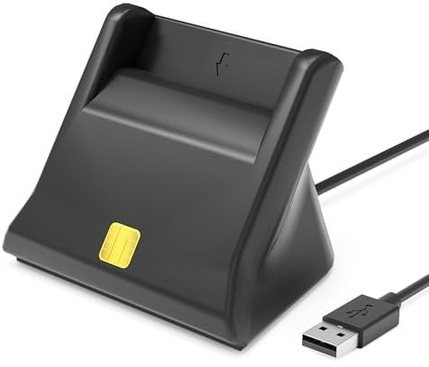 USB Chipkartenleser SmartCard Reader - Plug and Play - SIM Kartenleser - Power Status-LED - Bus-Powered - Konform Mit ISO 7816 Klasse A, B und C Chipcard, Gesundheitskarte
