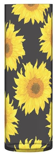 Jarrones de plástico de 11.8 pulgadas estéticos grandes para sala de estar, mesa de comedor, biblioteca, girasoles brillantes sobre negro