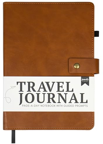 Reisetagebuch mit Aufforderungen – veganes Leder – Page-A-Day Reisetagebuch für Damen und Herren, nicht-binär, A5-Tages-Tagebuch & Reise-Notizbuch – Executive-Notizbuch