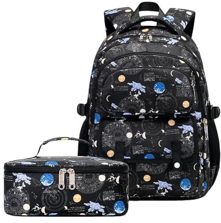 TAKOXIA Juego de 2 mochilas escolares y loncheras de gran capacidad, mochilas de viaje para estudiantes de primaria