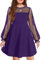 Arshiner Robe d'automne et d'hiver pour Filles élégante à Manches Longues en Maille Longueur Genou Robe de Princesse Violet foncé 140
