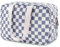 Narwey Trousse de Toilette Voyage Grande Trousse Maquillage Organisateur Accessoires Sac de Toilette Trousse Toilette Hommes Femmes (Motif Damier Gris Bleu)