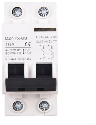 Fusible disjoncteur à haute capacité de rupture 440 V DC, 2 pôles double MCB type C pour solaire/fil (16 A)