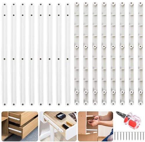 Celepoir 8 Pairs Plastic Drawer Runners 300mm, Plastic Drawer Runners Replacement, White Draw Sliders with Installation Tool, Drawer Rails & Runners, Drawer Slides for Kitchen, Cabinet, Bedroom