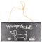 Spruchreif | Schiefer Tafel mit Gravur | Türschild | Schieferschild mit Kordel | Willkommensschild zum Aufhängen | Schiefer Tafel Schriftzug Hund | Geschenk für Dackel Liebhaber | Hereingedackelt