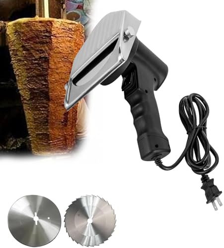 Commercial Stainless Steel Shawarma Cutter Cordless Shawarma Knife Professional Turkish Kebab Slicer with 2 Blades,2 Battery,for Shawarma 0~8mm,stripline