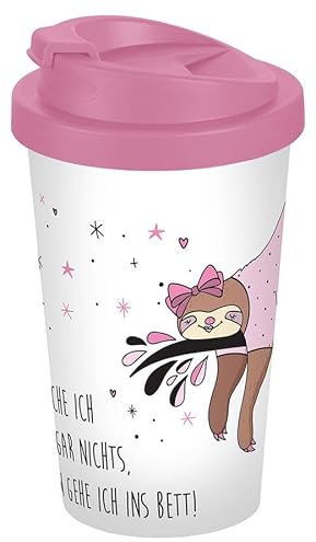 infinite by GEDA LABELS (INFKH) 13216 Faultier Daphne Bett Coffee to go Becher, Thermosbecher, Mehrwegbecher, Mehrfarbig