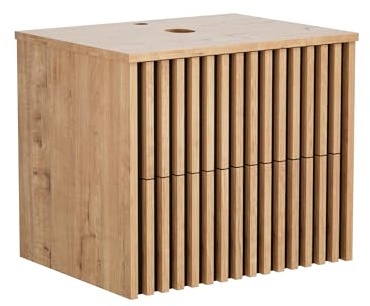 UEV Waschbeckenunterschrank für Gäste-WC/kleines Bad, Waschtisch kleine 61cm, Badschrank, Badezimmerschrank, Waschtischunterschrank hängend, Waschplatz ausreichend Stauraum Platzsparender Natur