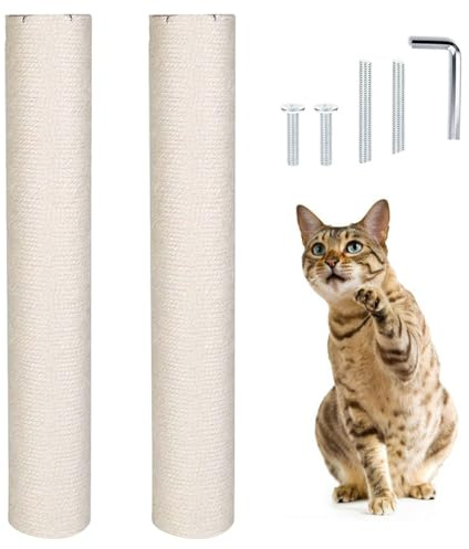 Cat Scratching Post Replacement Poles,Sisal Replacement Poles,Cat Scratch Post Refill Pole Parts for Refurbishment,Cardboard and Sisal,for Kittens Cat Tree Tower,40 cm/15.7 in,2Pcs(Include Screws)