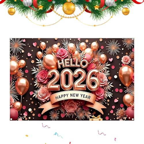 Silvester Banner Deko 2026, 100x150cm Happy New Year Backdrop, 2026 Silvester Fotografie Hintergrund, Schwarz Gold Feuerwerk Muster, Dekorationen Für Silvesters Thema Party Indoor Und Outdoor