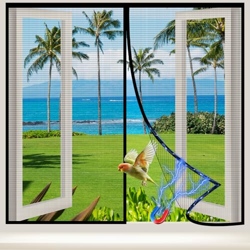 NUTKIT Mosquitera Ventana Magnética 100x120cm, Cierre Automático, Negro | Malla ultrafina antimosquitos, fácil instalación, compatible con mayoría de ventanas