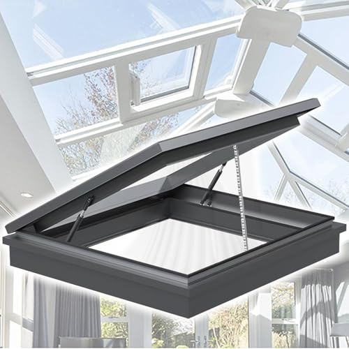 LIGUIEN Ventanas de Tragaluz Eléctricas Inteligentes para Techos de Casas, Ventana de Techo de Salida con Control Remoto, Tragaluces para Techos para Áticos/soláriums(LxW 100x60cm/39.4x23.6in)