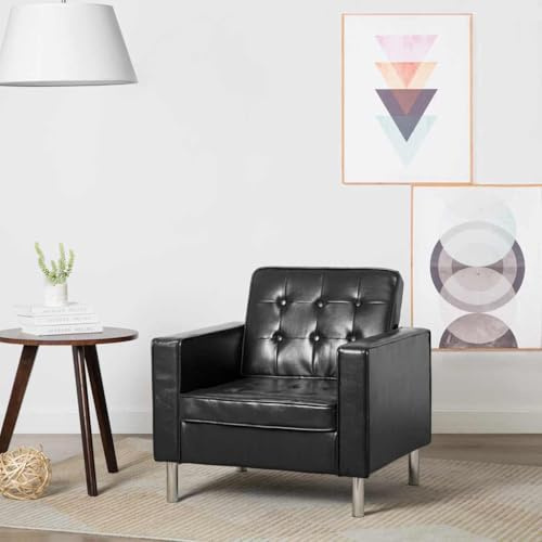 ChicAbode Sessel Schwarz 75x70x75 cm Kunstleder Relaxsessel Fernsehsessel Lehnstuhl Lehnsessel Loungesessel A21