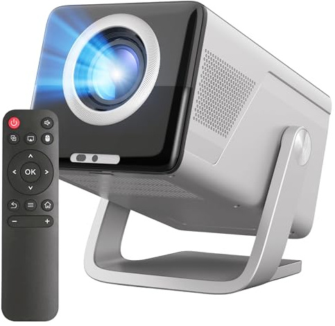 Reagle R-MOVIELUM-P50 Beamer Full HD 1080p 8K Upscaling, 1000 ANSI LED Projektor Tragbar 130 Zoll, Android 14 Wi-Fi 6 Bluetooth 5.4 Auto Fokus Keystone HDMI USB Smart TV 180° drehbar Heimkino Miracast