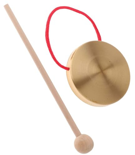 Copper Gong Hand Gong - Instrumento de percusión Tradicional, Musical para niños, 120 mm de diámetro + mazo de Madera de 160 mm, componente de aleación de Metal resonante, para Oficina en casa