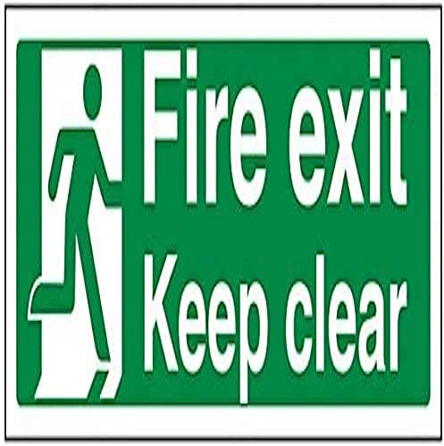 V Safety Fire Exit Keep Clear Sign - 300mm x 100mm - Self Adhesive Vinyl