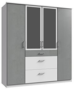 Wimex Kleiderschrank/ Drehtürenschrank Click, 4 Türen, 3 Schubladen, (B/H/T) 180 x 199 x 58 cm, Weiß/ Absetzung Lichtgrau
