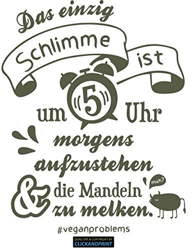 CLICKANDPRINT Aufkleber » Vegane Probleme - Mandeln melken, 150x118,2cm, Metallic Steppengrün • Dekoaufkleber / Autoaufkleber / Sticker / Decal / Vinyl
