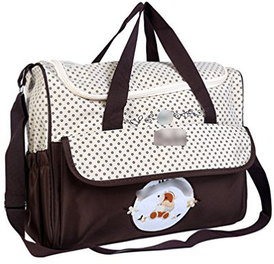 Jitong Lässige Windeltasche Pflegetasche für Baby Gestickte Mutter Handtasche Umhängetasche Wickeltasche (Kaffee, 38 * 18 * 30cm)