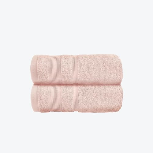 Allure Zero Twist Hand Towel Set for Bathroom, Pack of 2, 50 x 85cm, 100% Egyptian Cotton (Blush)