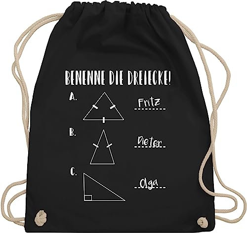 Turnbeutel Rucksack - Lehrer - Taschen - Benenne die Dreiecke Mathe - Unisize - Schwarz - lehrerin geschenk tasche für teacher maths beutel geschenke referendariat schule stoffrucksack lustige