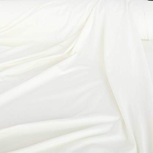 TOLKO 50cm creme weißer Baumwolljersey für Shirt Kleid Rock | Jersey Stoff Meterware | weicher Baumwollstoff Kleiderstoff Bettwäsche Hochzeitsstoff Dekostoff Jerseystoff Stoffe zum Nähen