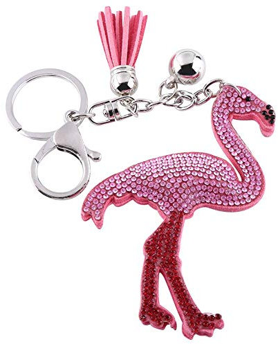 Hztyyier Flamingo Keychain, Crystal Flamingo Schlüsselanhänger mit Quaste Elegant Keyring Bag Dekoration Anhänger