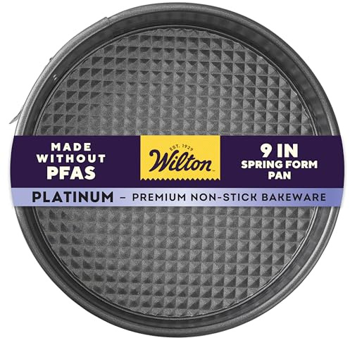 Wilton Platinum Non-Stick Spring Form Pan - Baking Pan for Cheesecakes, Deep Dish Pizzas & Bread Puddings - Scratch Resistant, Even Heat Distribution & Made Without PFAS - 9 x 2.7 Inch